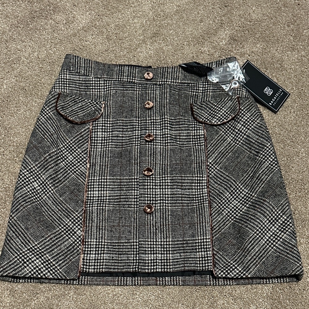 Bagatelle Black and Brown Plaid Mini Skirt